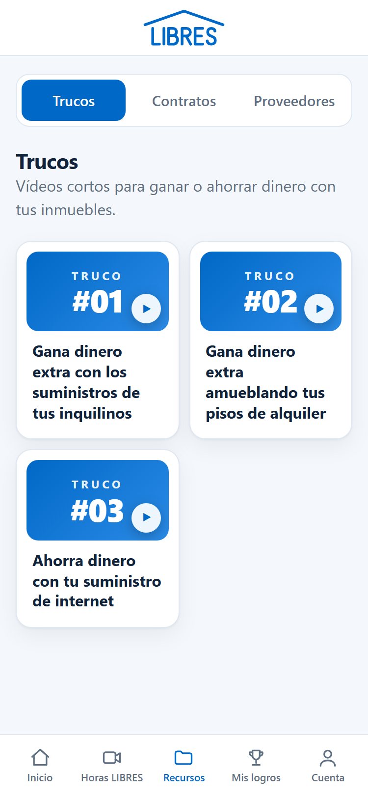Pantalla de trucos